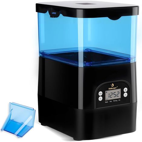 Mangeoire automatique pour bassin extérieur - 2,8 l - Résistant aux intempéries et anti-basculement - Distributeur de nourriture programmable avec écran LCD - Idéal pour les vacances (1/5)