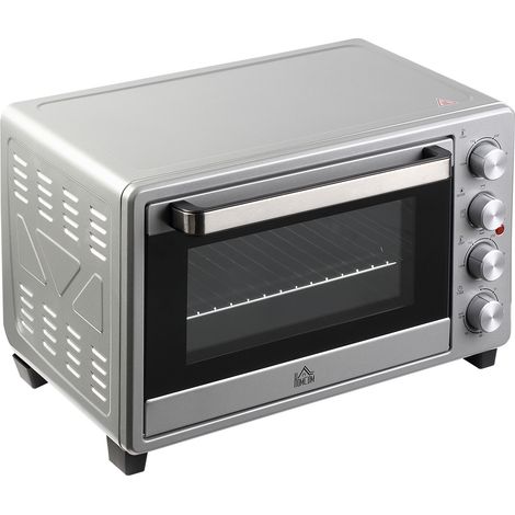 Four électrique de comptoir 32 L 1600 W avec 3 modes de cuisson, minuterie et température réglable, 52,2 x 38,1 x 33,5 cm, argent (1/5)