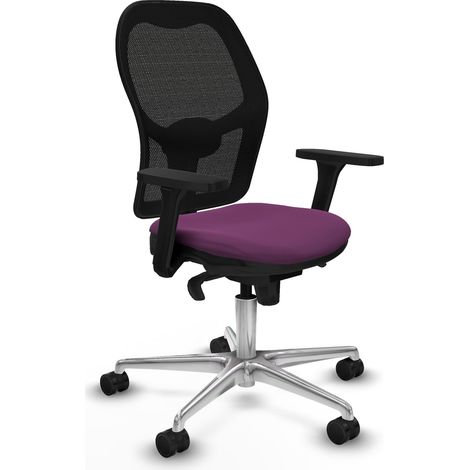 Jorquera sincro malla negra similpiel morado brazos 3D base aluminio ruedas 65mm nailon (1/5)