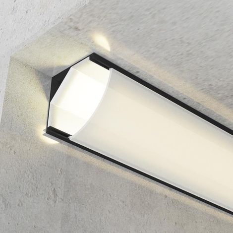 IluminaShop - Perfil de aluminio L Medium para Esquinas Lacado Negro 12V/24V 2 metros (1/3)