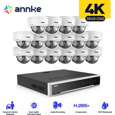 ANNKE Kit de videovigilancia cable,32ch NVR 16× cámara IP PoE  visión nocturna color APP/PC remote kit de videovigilancia (1/5)