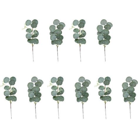10 feuilles d'eucalyptus artificielles pour décoration de mariage et de fête-35X12X0.06cm (1/3)