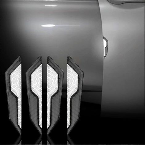Set mit 4 universellen Carbonfaser-Aufklebern für Autotüren, reflektierender Seitenschutz und Sicherheitsdekoration für Pkw, Lkw und Pickups (weiß) (1/5)