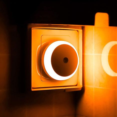 Bernsteinfarbenes LED-Nachtlicht zum Einstecken, Dämmerungssensor, energiesparend, sanftes Licht, 2er-Pack, orange (1/5)