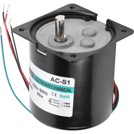 Moteur synchrone AC 60W XD80KTYZ avec condensateur et support, arbre excentrique 10tr/min, vitesse lente, couple élevé, aimant permanent, bidirectionnel, micro-moteur 110V, usage industriel (1/5)