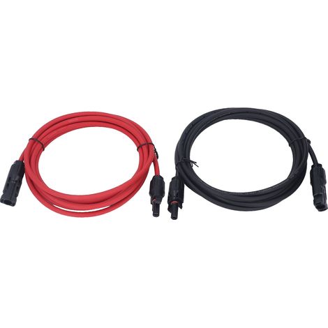 Ortviai Câble d'extension solaire 4 mm² (12 AWG) – 2 pièces, 3 m, noir/rouge, connecteurs MC4 étanches IP68, 1000 V CC (1/5)