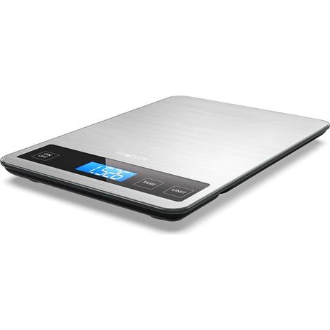 ZOLGINAH Balance de Cuisine Electronique, Balance Alimentaire Numérique de Précision 1g en Acier Inoxydable, Capacité 15kg/ 33lb, Grande Plate-forme de 23 x 16 cm, Écran LCD Rétroéclairé, Verre Trempé