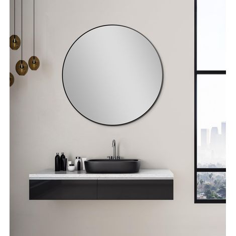 Miroir Noir Ø 80 cm – avec Cadre en Aluminium pour Une Ambiance élégante – Miroir de Salle de Bain Rond Parfait Qui Allie élégance et fonctionnalité (1/5)