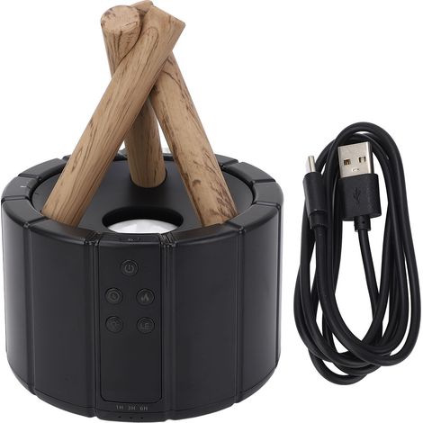 Diffuseur de feu de camp 250 ml, diffuseur de flammes de feu de camp innovant, humidificateur simulant un feu de camp pour la maison, le bureau ou une table, noir (1/5)