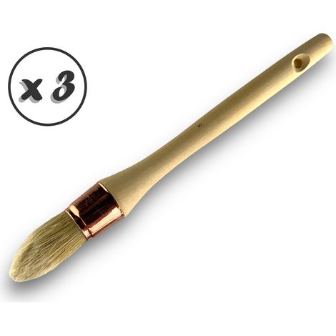 Pinceau de Pouce à rechampir Brosse ronde Soie Blanche Diamètres variés - Quantité x 3 - Soie n° 5 - Ø 27 mm