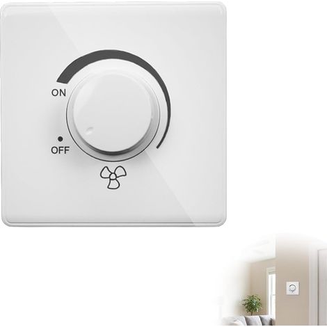 Variateur D'intensité en Continu pour Ventilateur de Plafond, 86 Type Interrupteur Mural 220V 10A, Interrupteur de Vitesse pour Ventilateur de Plafond, Interrupteur Rotatif Mural