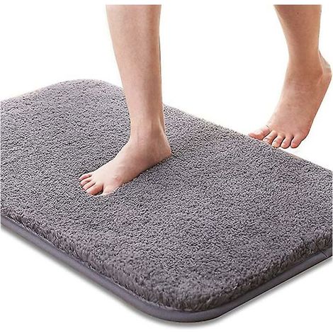 Tapis de salle de bain Antidérapant Tapis de bain Absorbant d’eau Super doux Microfibre Shaggy Tapis de salle de bain lavable en (1/5)