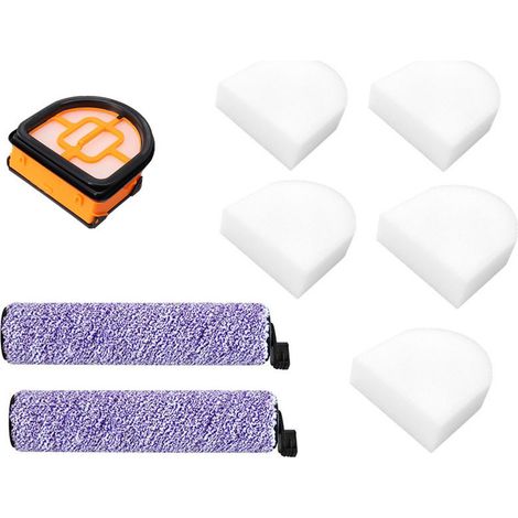 1 Set Staubsauger-Zubehör – Shark Bodenbürsten-Zubehör – Passend für AW201, WD201, WD101, WD100 (2 Bürstenrollen + 1 Filter + 5 Filtervliese)