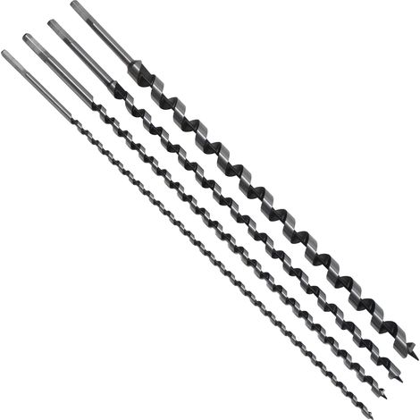 Dapetz ® 4 Pieces of 600mm Long Auger Drill bit Set, High Carbon Steel Drill Bits hex Shank of 8, 12, 16 and 24mm for Wood, Block Brick Tile, and Plastic (1/5)