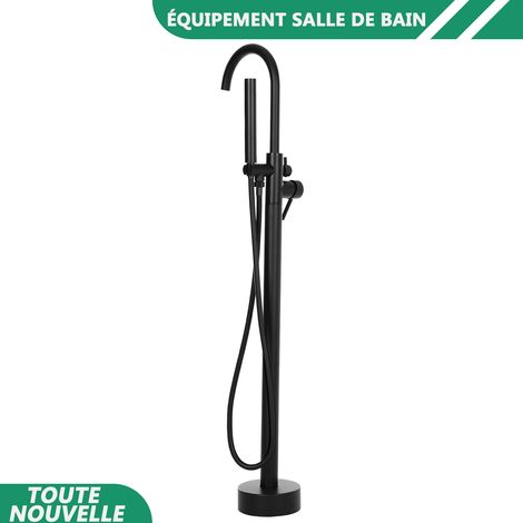 WAOBDLA 115cm/46.5in Kit de robinet de baignoire monté au sol avec douche portative et tuyau (1/5)