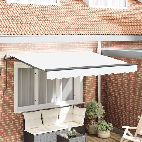 Einziehbare Markise Weiß 350 x 200 cm Stoff (1/4)