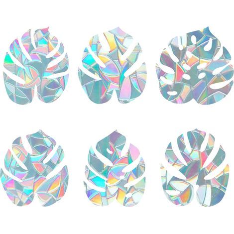 Regenbogenfarbene, prismatische elektrostatische Aufkleber, blattförmige Glasaufkleber, klebstofffreie PVC-Fensterfolie (1/5)