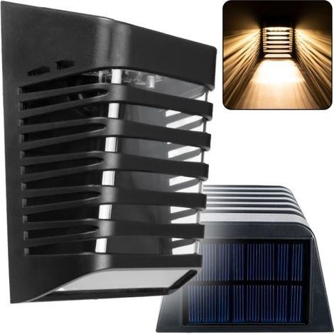 Lámpara decorativa solar LED, aplique de pared negro IP65