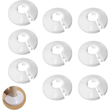 Lot de 9 rosettes pour tuyau de chauffage, cache tuyau, rosace de radiateur, rosace simple pour tuyau de chauffage, radiateurs (blanc 16 mm) (1/5)