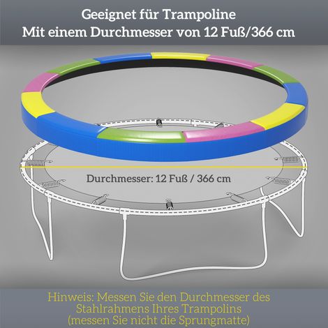 Lot de 2 pièces de bordure de sécurité pour trampoline Ø366 cm, imperméable, résistante aux déchirures, coloris multicolore (1/5)
