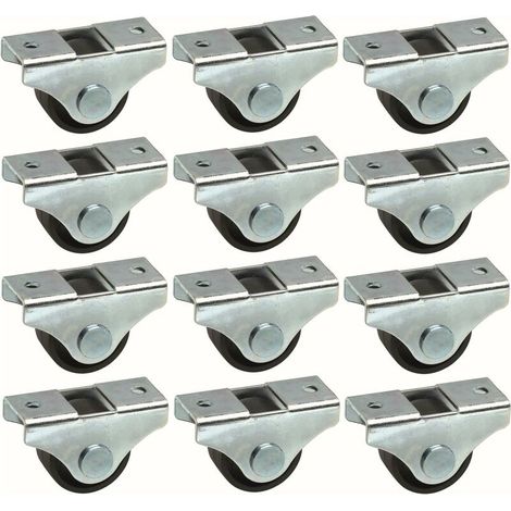 12 x Möbelrollen, 25 mm, Universal-Mini-Rollen, schwarzes Fußbett, Schließfach, Trolley, Mülleimer, Aufbewahrung, Tischrad (1/2)