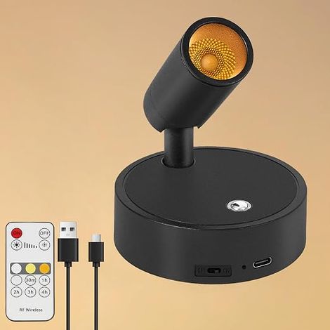 Lámpara de pared interior con control táctil recargable y control remoto - 3 colores, brillo ajustable - Lámpara de pared LED inalámbrica con temporizador para habitación, arte vegetal, 1 pieza (1/5)