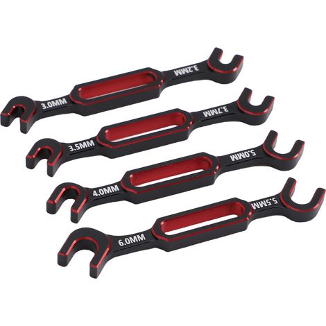 Clé universelle RC (4 pièces) pour écrous et rotules de tendeur, écrous et joints à rotule (3,0 3,2 3,5 3,7 4,0 5,0 5,5 6,0 mm) - Outil de réparation universel pour voitures et bateaux RC (roug (1/5)