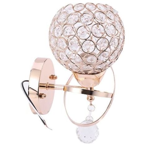 2 Pcs Style Moderne Led Lampe Murale Pendentif En Cristal Support De Lumiere D'Escalier E14 Prise (Sans Ampoule Incluse) Decoration De Maison, Or (SKU produit : 93626920  SKU Offre : 1025LIU19) (1/3)