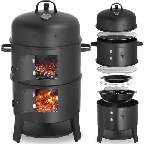 Fumoir 2 grilles, système d'aération réglable, thermomètre