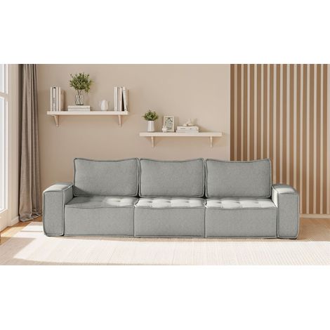 Sofa Modulsofa 3-teilig SANDE 3-Sitzer Stoff Alpine Hellgrau (1/5)
