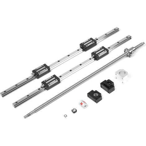 Rail de guidage linéaire 2 pièces HGR20-700mm et 1 vis à billes RM1605-700mm Kit BF12/BK12
