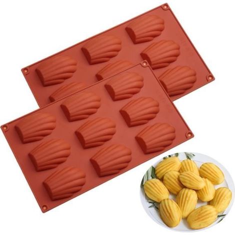 Moule à Madeleine en Silicone - Marque - Modèle - 9 Trous - Antiadhésif - Résistant (1/4)