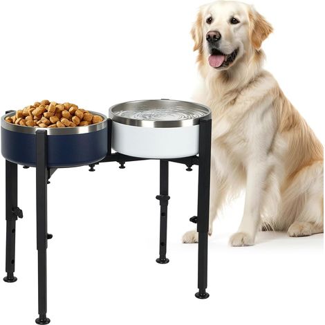 Gamelle pour Chien - Support de Gamelle pour Chien avec 4 Hauteurs Ajustables, Support de Gamelles Surélevé, Gamelles Chiens pour Grands, Moyens et Petits Chiens