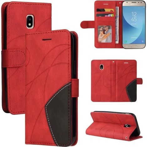 Etui Samsung Galaxy J3 2017 J330 Portefeuille Pochette Housse pour Samsung Galaxy J3 2017 J330 Protection Housse Rouge (1/4)
