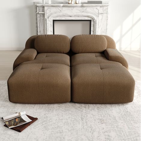 Modulares Ecksofa braun aus Cordstoff rahmenlos mit ergonomischen Armlehnen (1/5)