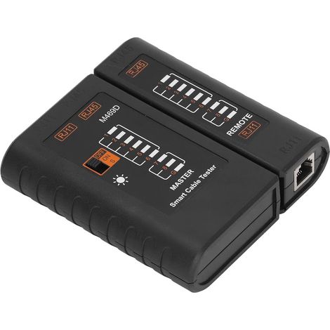 Testeur de Câble Réseau LED Matériau ABS Facile à Utiliser Testeur de Câble LAN pour Lignes Téléphoniques RJ45 RJ11, Noir (1/5)