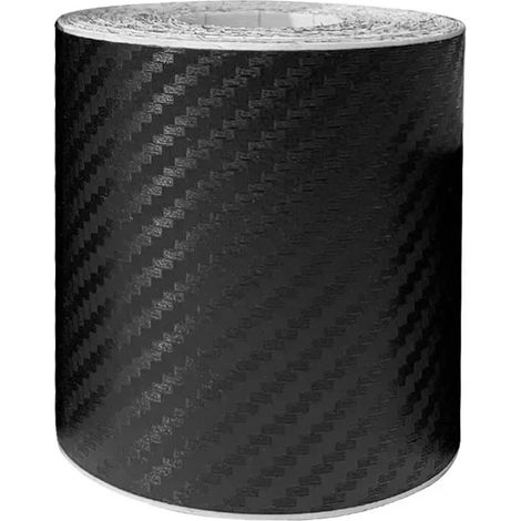 (Fibre de carbone noire - 3 cm x 1 m) Autocollant 3D en fibre de carbone pour voiture, anti-rayures et imperméable, protection latérale de seuil de porte, compatible avec les accessoires automobiles (1/4)