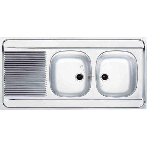 Lavello in acciaio inox, freestanding 2 vasche 1 scolapiatti 1200x600 MAN721 120 (1/2)