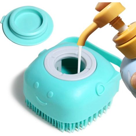 Spazzola per la pulizia con dispenser di sapone, spazzola da bagno per cani e gatti, spazzola per la toelettatura degli animali domestici, dispenser di shampoo per lavare e curare la pelle di cani e g (1/5)