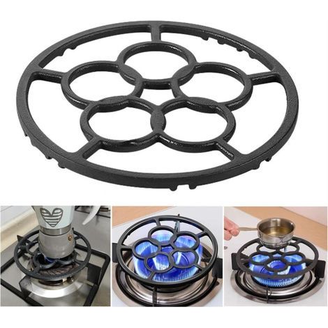 Anneau de support en fonte pour wok - Antidérapant - Réducteur pour moka, cafetière, petite casserole, dessous de plat pour réchaud à gaz, réchaud de camping (1/5)