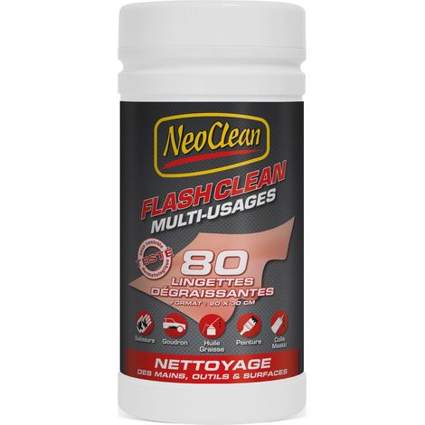 Lingettes multi-usages FLASH CLEAN - boîte de 80 lingettes - Ce produit de marque NEOCLEAN est neuf.