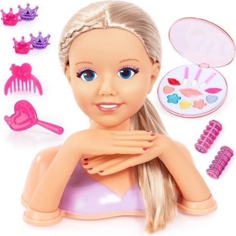 Cabeza de peinado con cosméticos