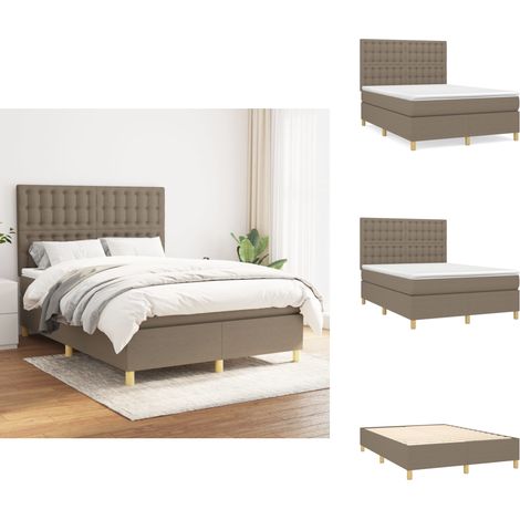 Boxspringbett mit Matratze Taupe 140x200 cm Stoff - Boxspringbett - Doppelbett - Bettenrahmen - Matratze - Tapete (1/5)