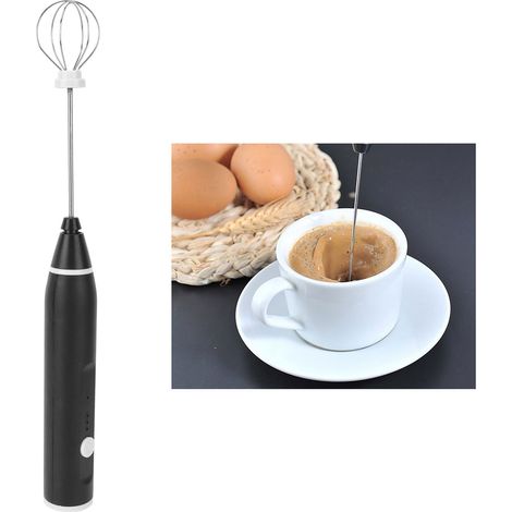 Batteur à œufs électrique portatif, mousseur à gâteaux rechargeable par USB pour la maison, la pâtisserie et les restaurants (noir) (1/5)
