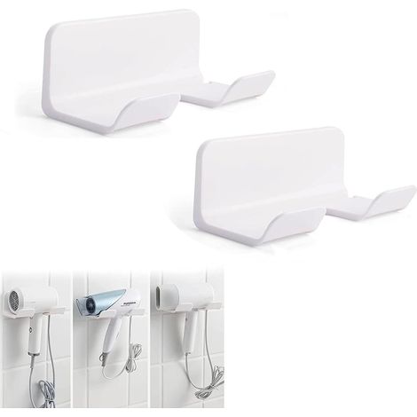 CCYKXA pcs Haartrocknerhalter, Haartrocknerhalter ohne Bohren, Wandmontierter Haartrocknerhalter, Haartrockner-Aufbewahrungs-Organizer, Haartrocknerhalter aus Kunststoff (Weiß)