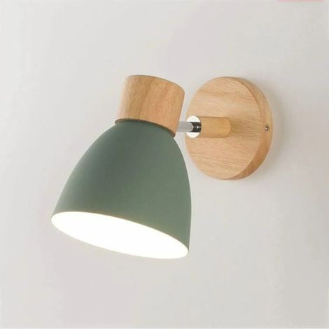 Aplique de pared nórdico de metal y hierro con forma de macaron, moderno y sencillo, con base de madera E27, ideal para estudio, dormitorio, balcón, restaurante y escaleras. Aplique de pared decorativ (1/3)