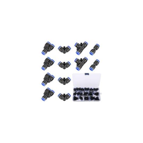 20 Pièces 6mm Raccords Rapides Pneumatiques, 4 Formes Pneumatiques Raccords Pneumatiques Push Fittings, Pour Connexion Rapide Des Outils Pneumatiques De Tuyauterie D'air (1/5)