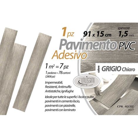 Copripavimento in pvc adesivo grigio chiaro 91.44x15.24 cm