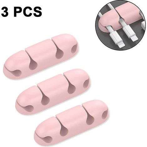 Trois range-câbles,Accessoires d'organisation de bureau -rose (1/5)