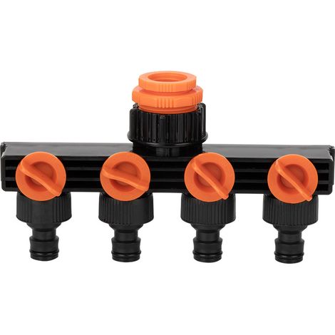 Raccords pour tuyau d'arrosage, vanne à bille à une entrée et quatre sorties, kit d'adaptateur universel pour interrupteur indépendant ABS, jaune (1/5)